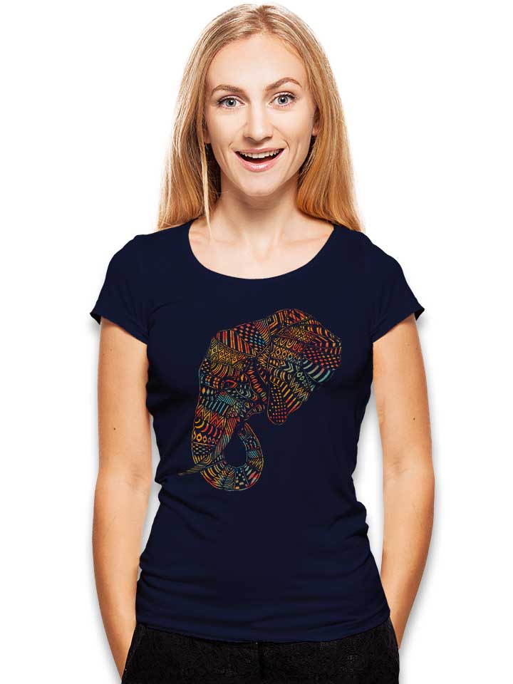 elephant-tribal-tattoo-damen-t-shirt dunkelblau 2