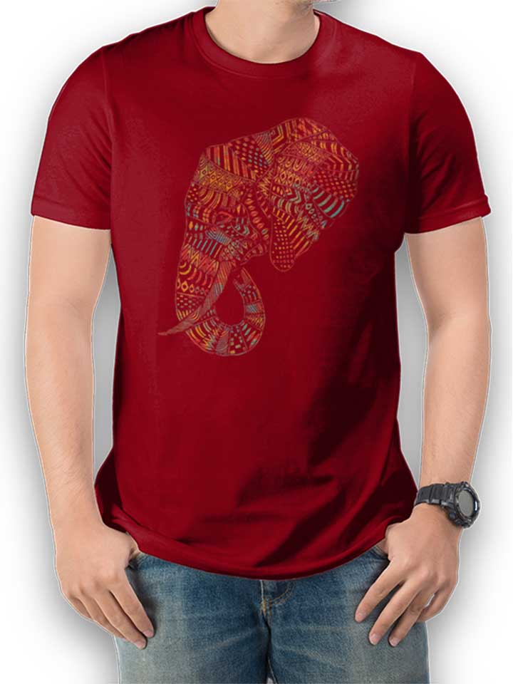 Elephant Tribal Tattoo T-Shirt bordeaux L