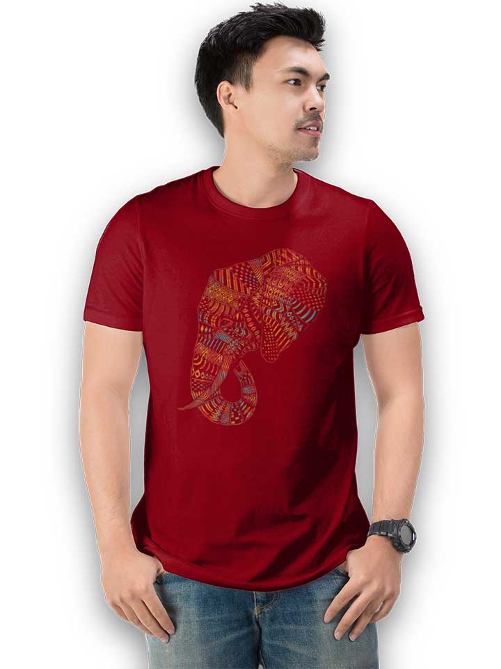 elephant-tribal-tattoo-t-shirt bordeaux 2