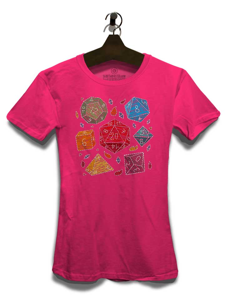 embroidery-dice-damen-t-shirt fuchsia 3