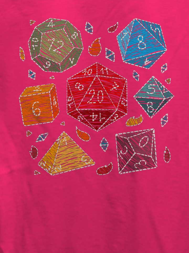 embroidery-dice-damen-t-shirt fuchsia 4