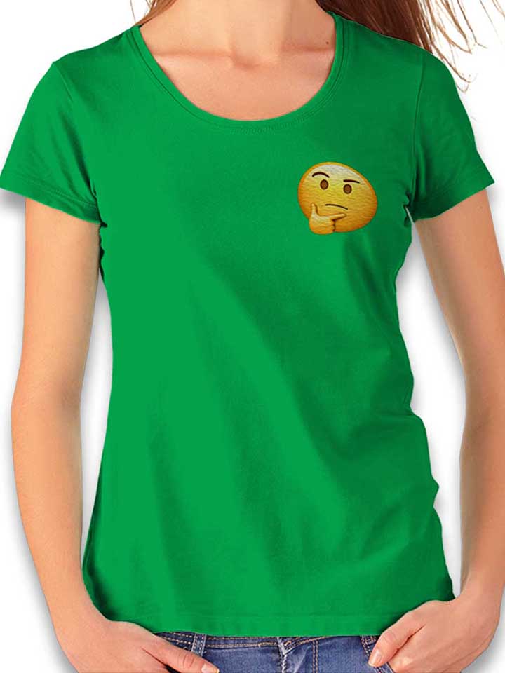 emoji-thinking-chest-print-damen-t-shirt gruen 1