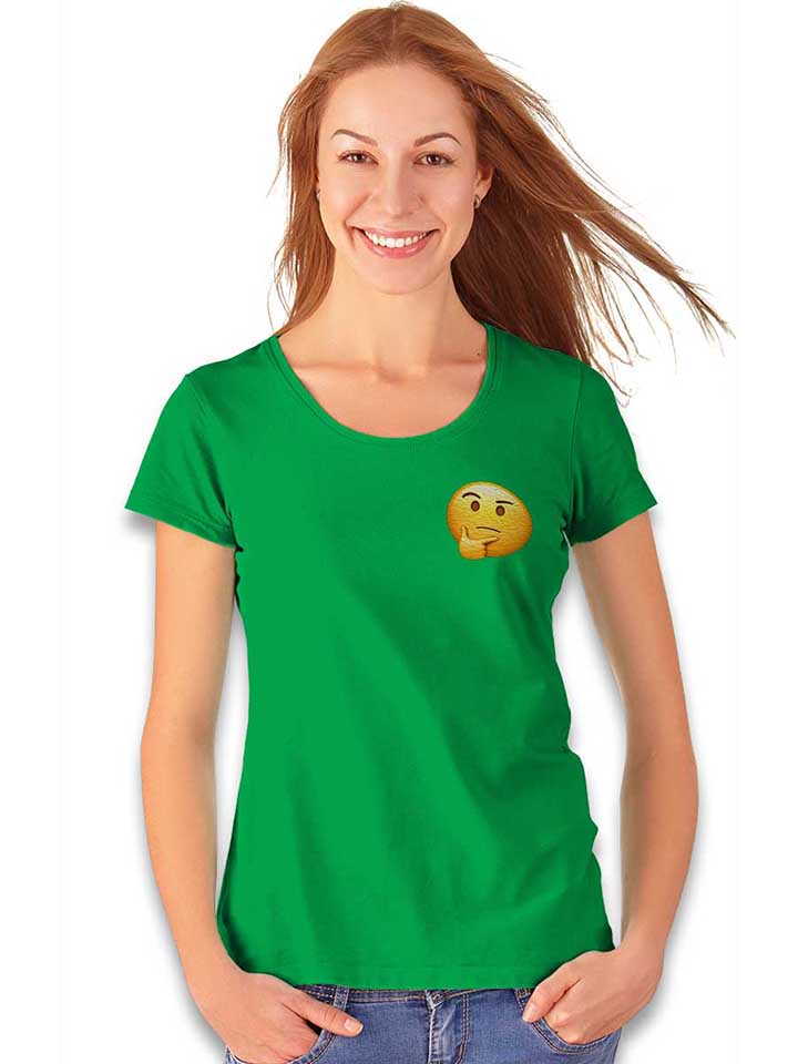 emoji-thinking-chest-print-damen-t-shirt gruen 2