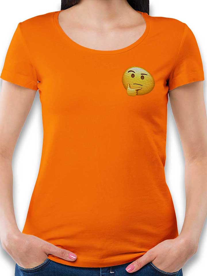 emoji-thinking-chest-print-damen-t-shirt orange 1