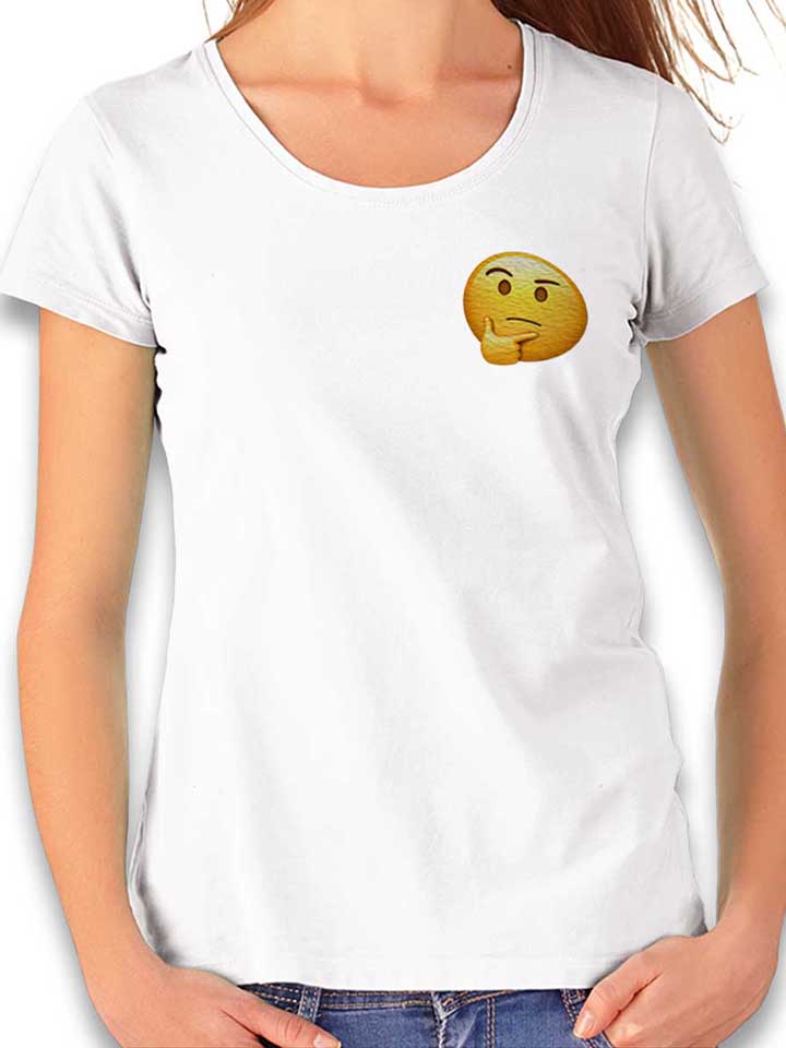 Emoji Thinking Chest Print Damen T-Shirt weiss L