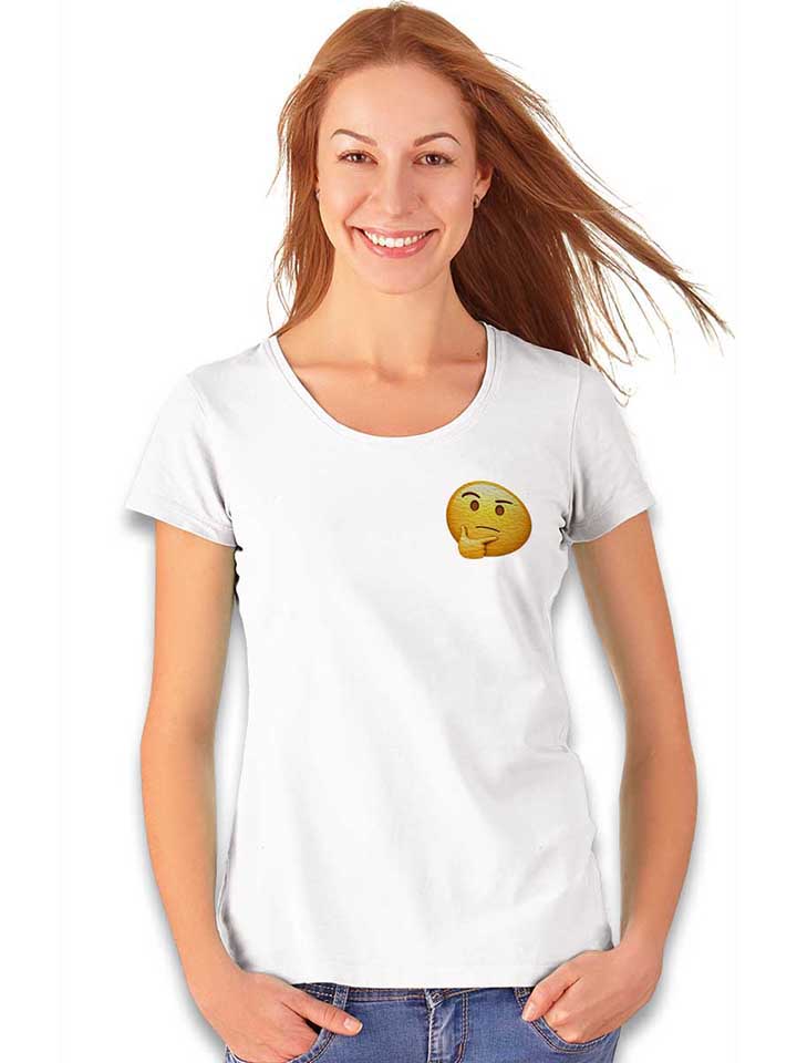 emoji-thinking-chest-print-damen-t-shirt weiss 2