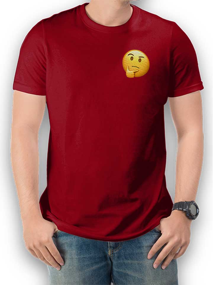 Emoji Thinking Chest Print T-Shirt bordeaux L