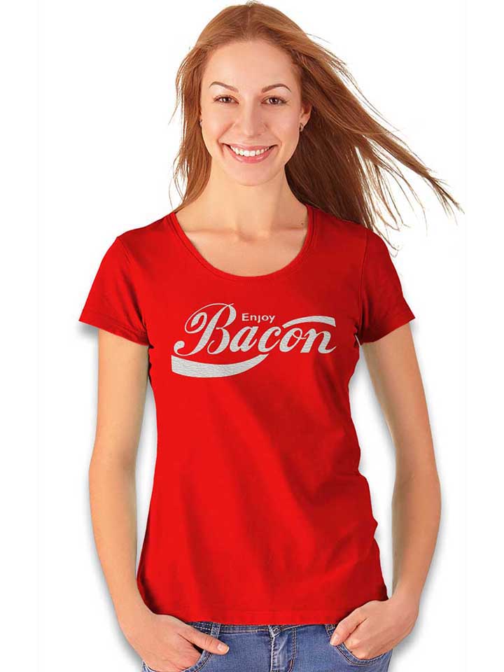 enjoy-bacon-damen-t-shirt rot 2