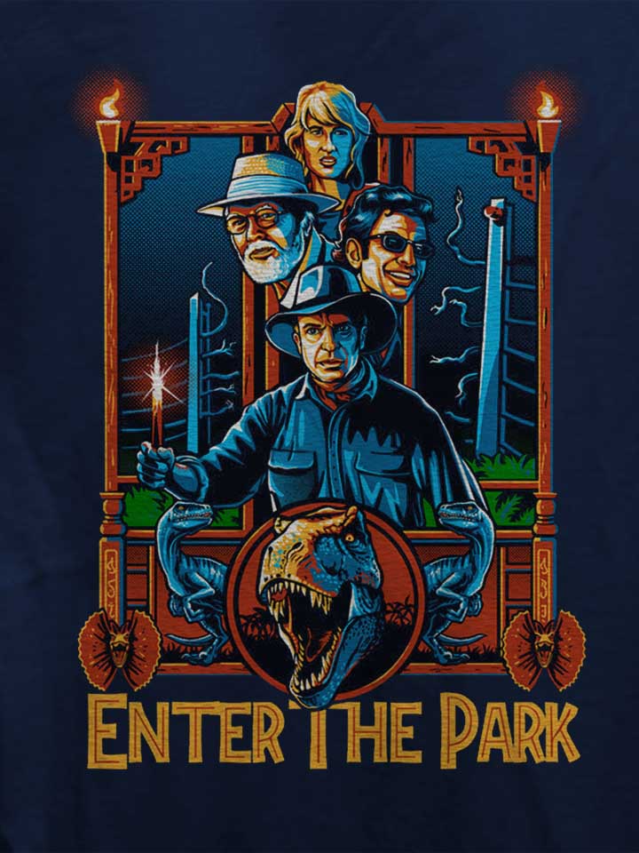 enter-the-jurassic-park-damen-t-shirt dunkelblau 4
