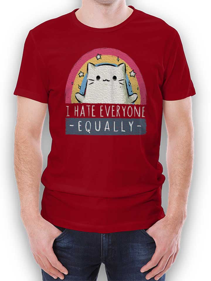 Equally Hate Cat T-Shirt bordeaux L