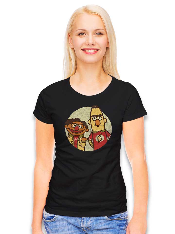 ernie-bert-nerds-damen-t-shirt schwarz 2