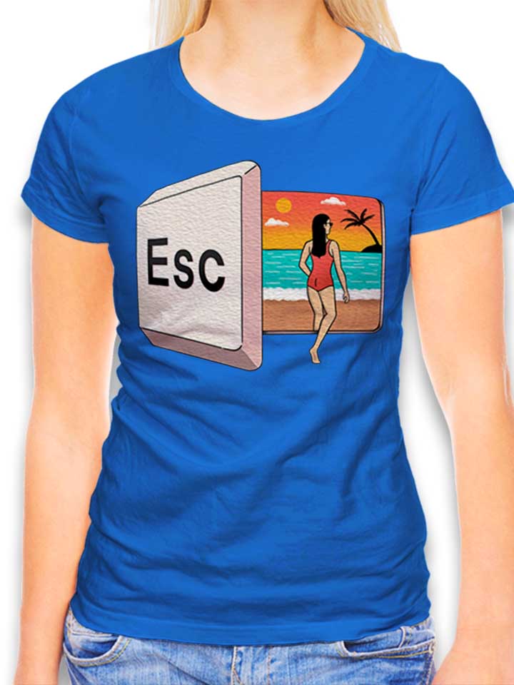 Escape To The Beach Button Damen T-Shirt royal L