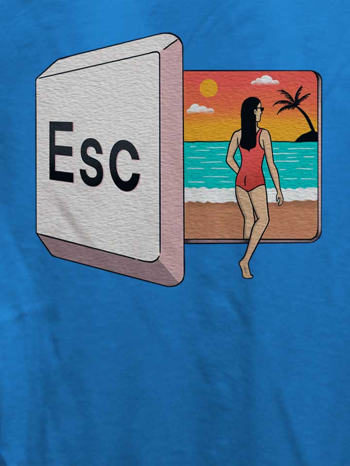 escape-to-the-beach-button-damen-t-shirt royal 4