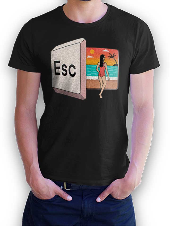 Escape To The Beach Button T-Shirt schwarz L