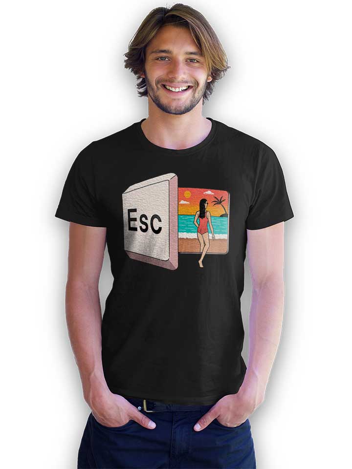 escape-to-the-beach-button-t-shirt schwarz 2