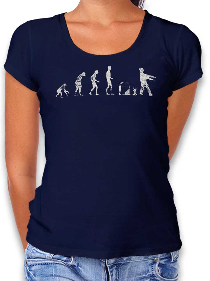 Evolution Zombie Vintage Damen T-Shirt dunkelblau L