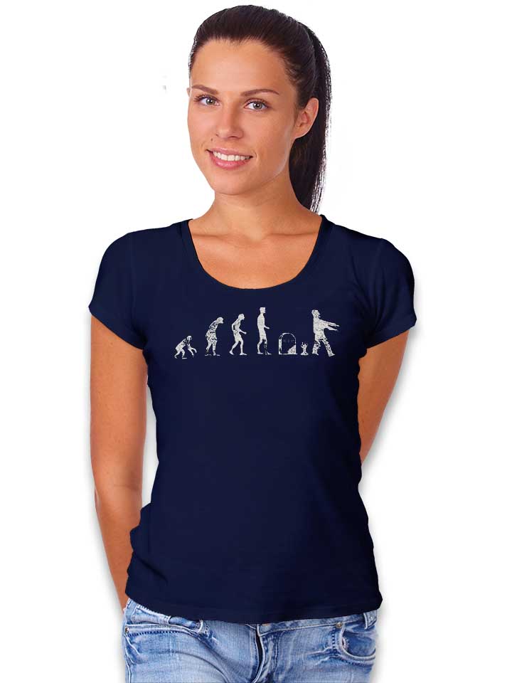 evolution-zombie-vintage-damen-t-shirt dunkelblau 2