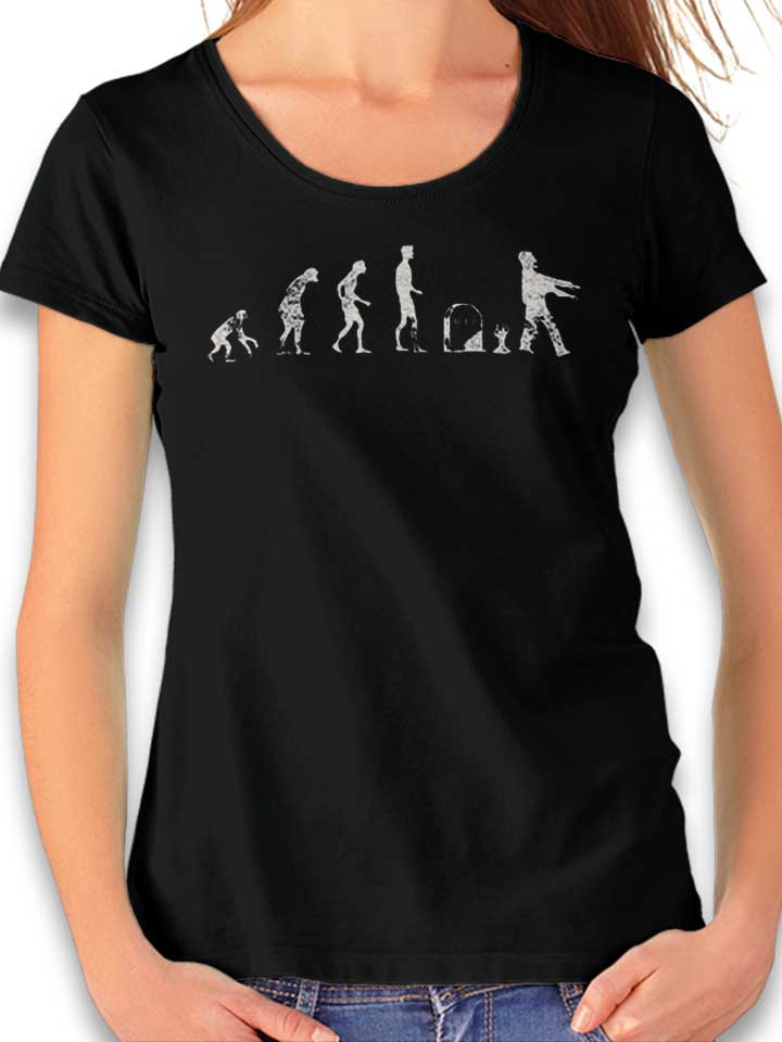 evolution-zombie-vintage-damen-t-shirt schwarz 1