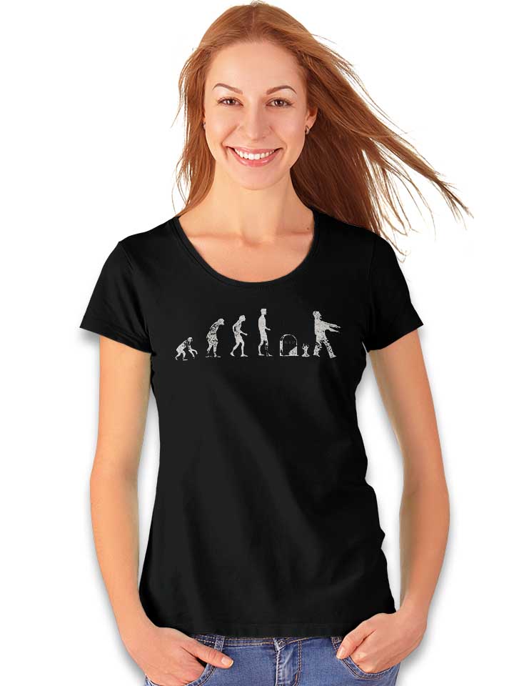 evolution-zombie-vintage-damen-t-shirt schwarz 2