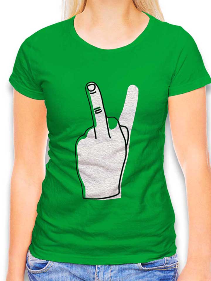 F U And Peace Sign Damen T-Shirt gruen L