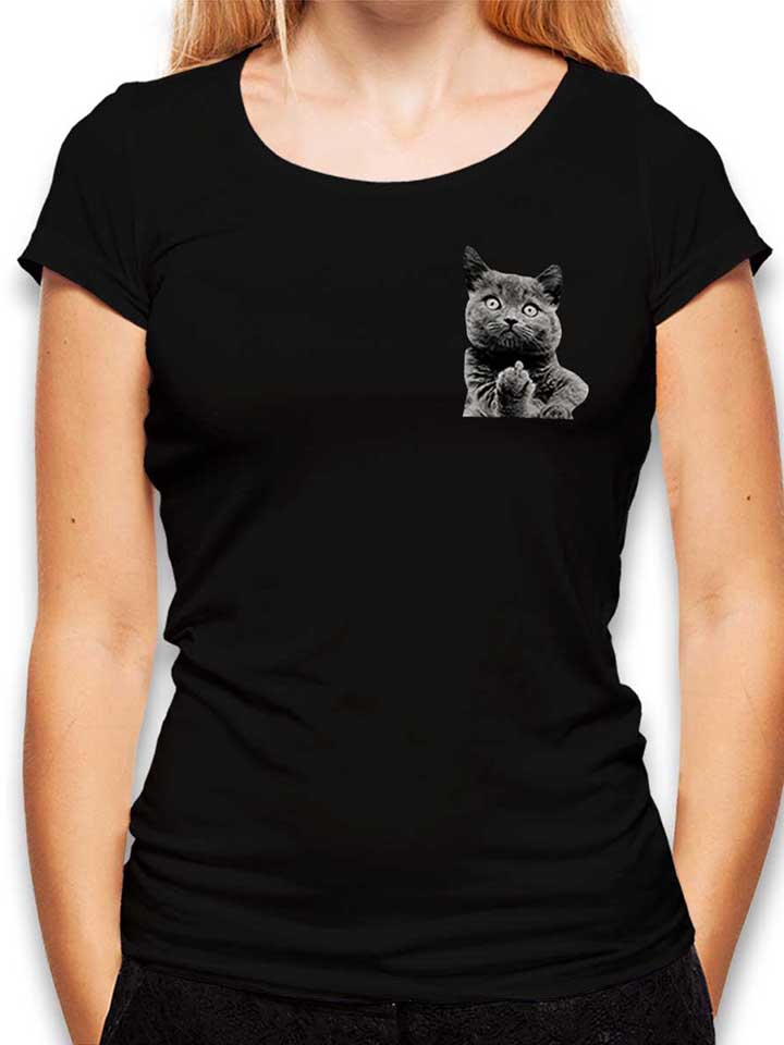f-u-cat-chest-print-damen-t-shirt schwarz 1