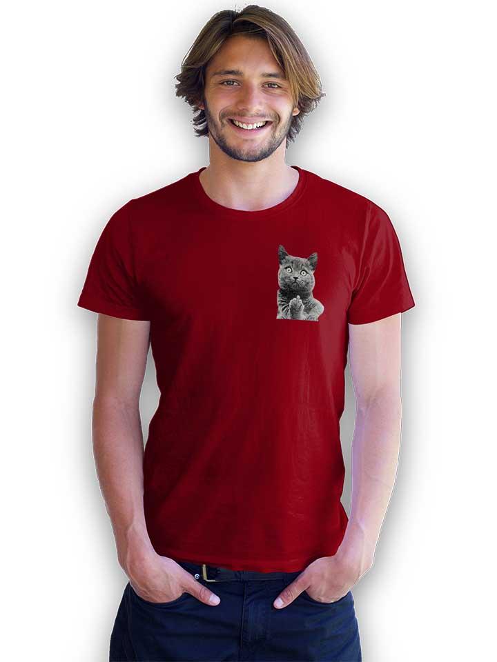 f-u-cat-chest-print-t-shirt bordeaux 2