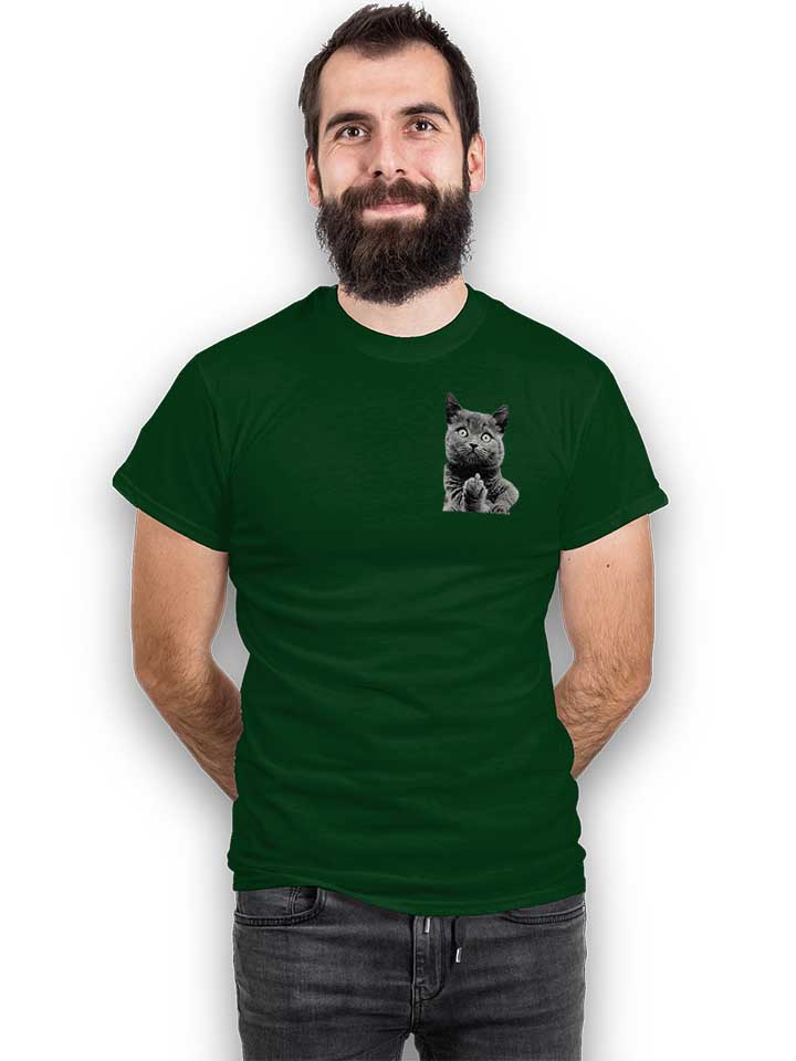 f-u-cat-chest-print-t-shirt dunkelgruen 2