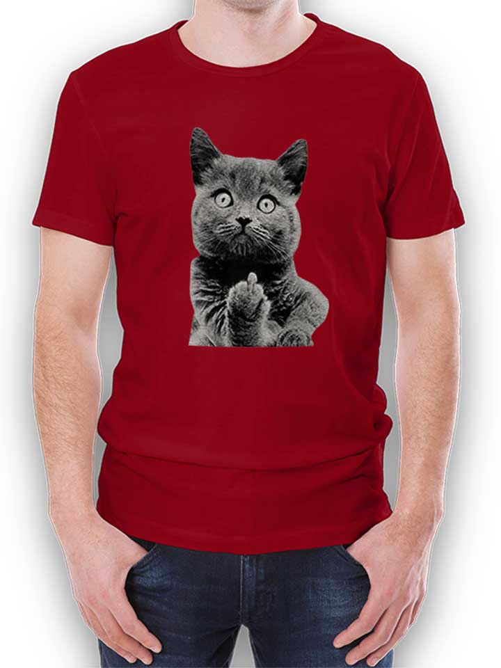 F U Cat T-Shirt maroon L