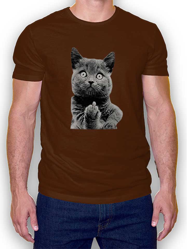 F U Cat T-Shirt braun L