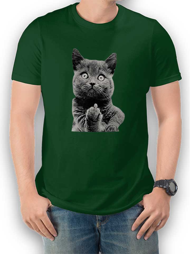 F U Cat T-Shirt dunkelgruen L