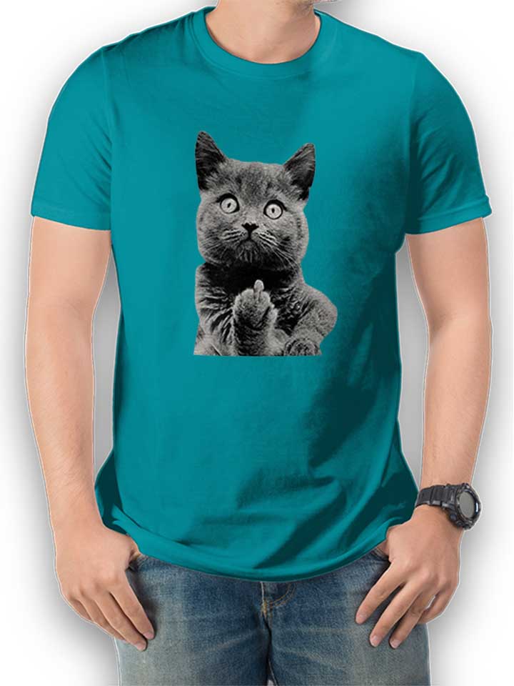 F U Cat T-Shirt turchese L
