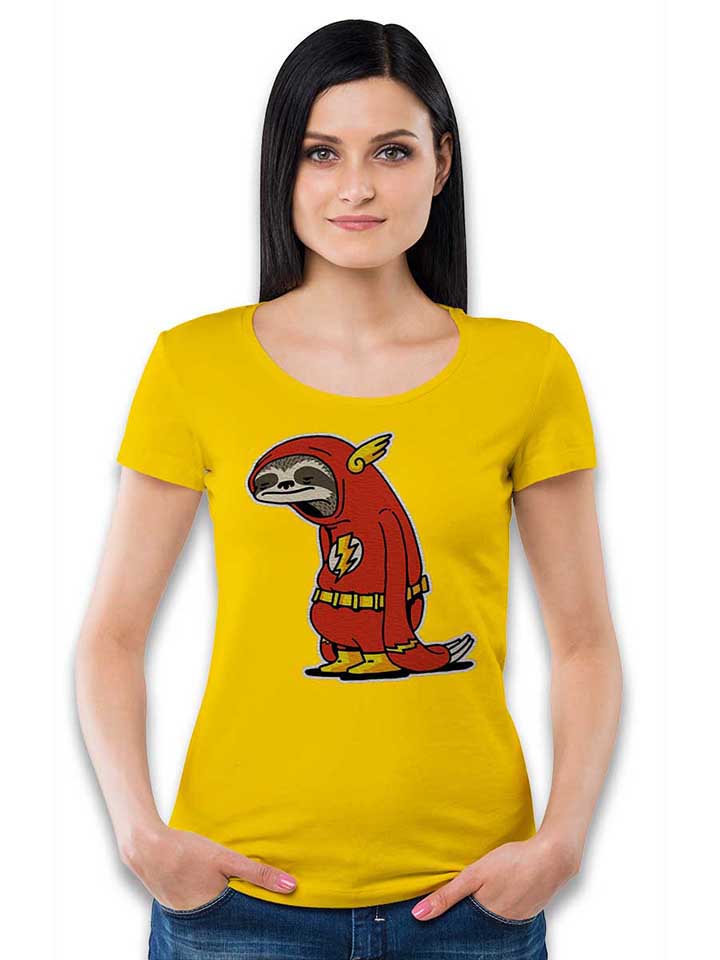 faultier-flash-damen-t-shirt gelb 2