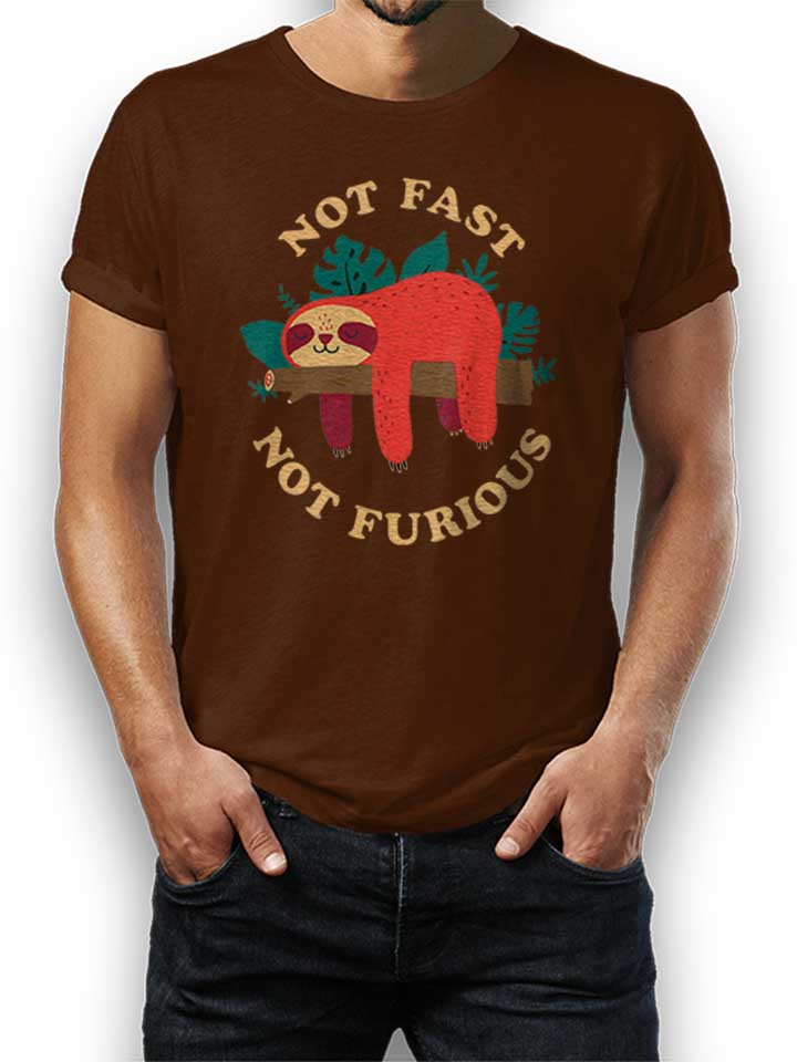 Faultier Not Fast Not Furious T-Shirt braun L