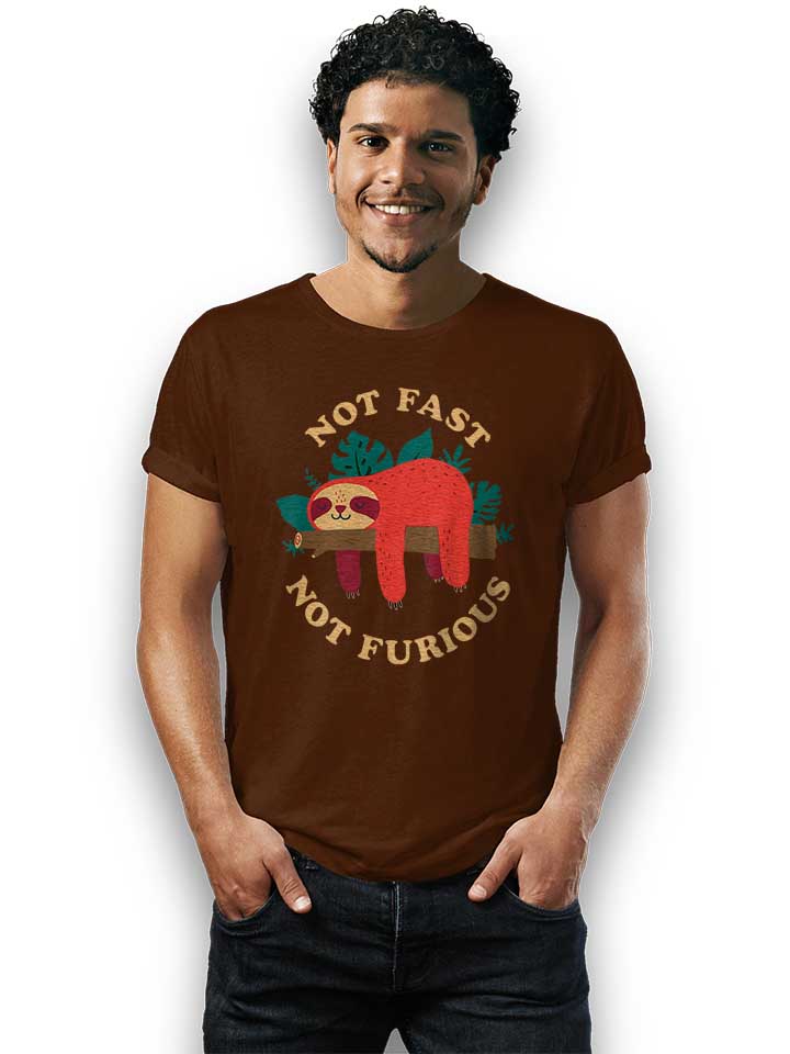 faultier-not-fast-not-furious-t-shirt braun 2