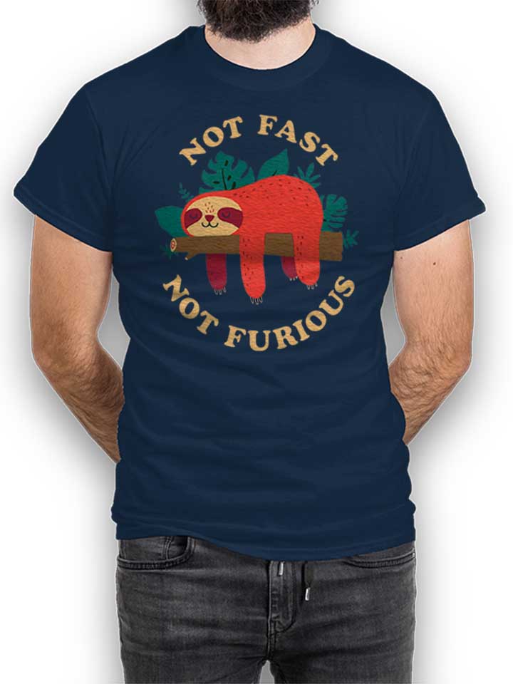 Faultier Not Fast Not Furious T-Shirt dunkelblau L