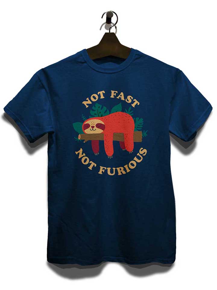 faultier-not-fast-not-furious-t-shirt dunkelblau 3
