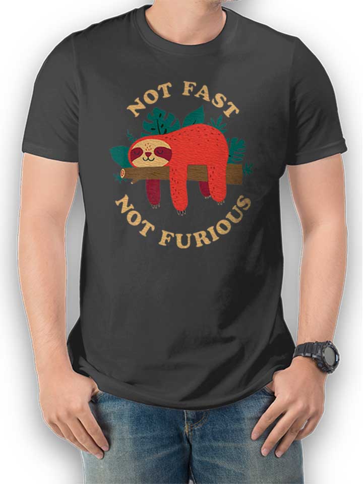 faultier-not-fast-not-furious-t-shirt dunkelgrau 1
