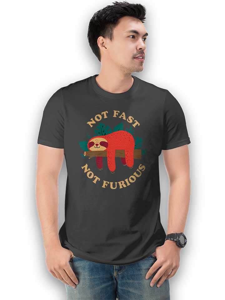 faultier-not-fast-not-furious-t-shirt dunkelgrau 2