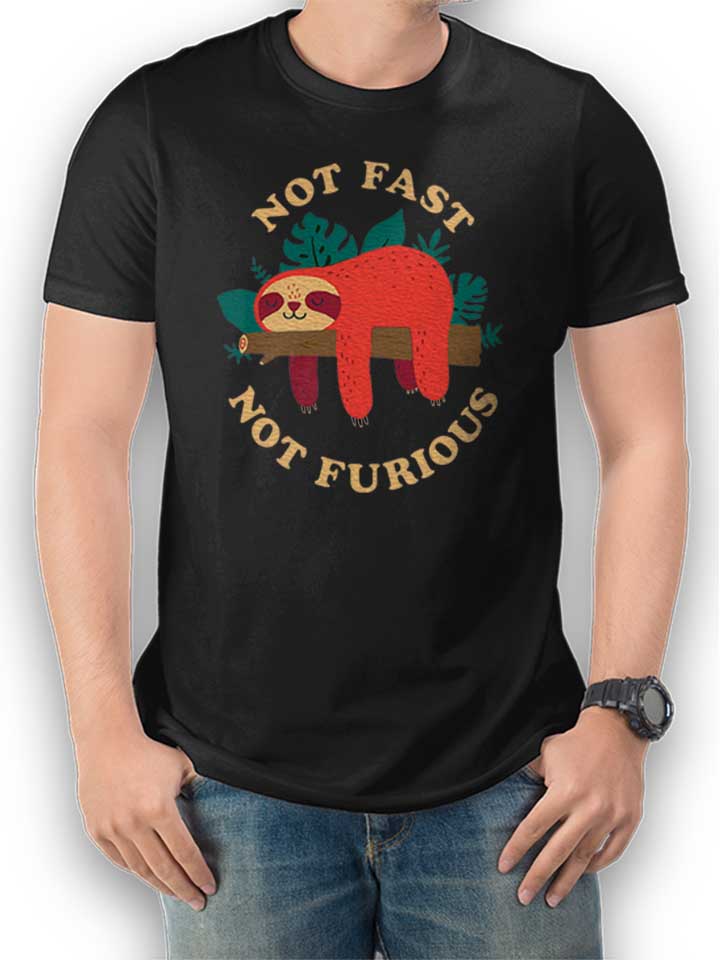 Faultier Not Fast Not Furious Kinder T-Shirt schwarz 110...