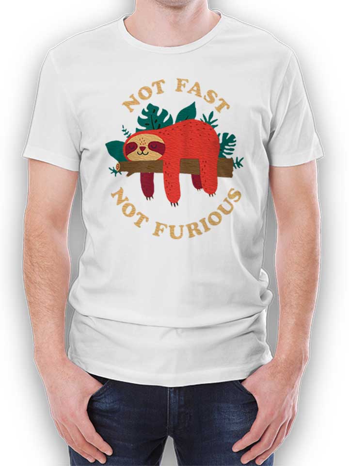 Faultier Not Fast Not Furious T-Shirt white L