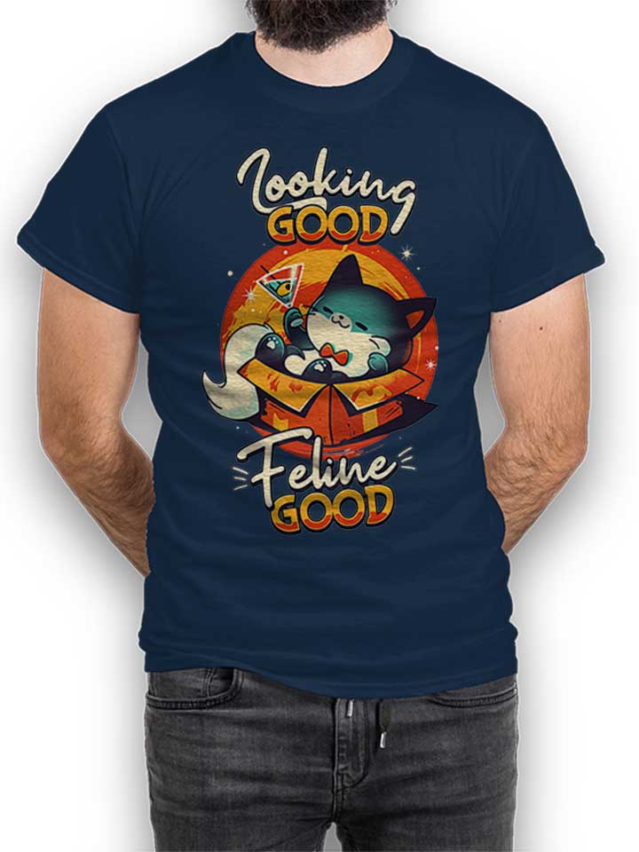 Feline Good Cat T-Shirt dunkelblau L