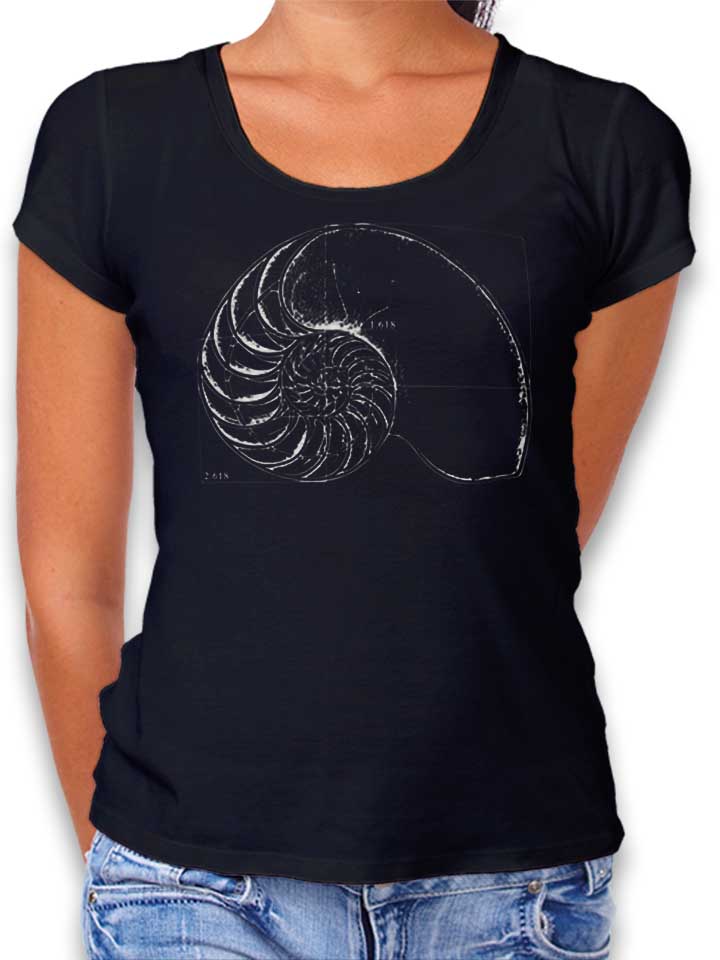 Fibonacci On A Nautilus Shell T-Shirt Donna nero L