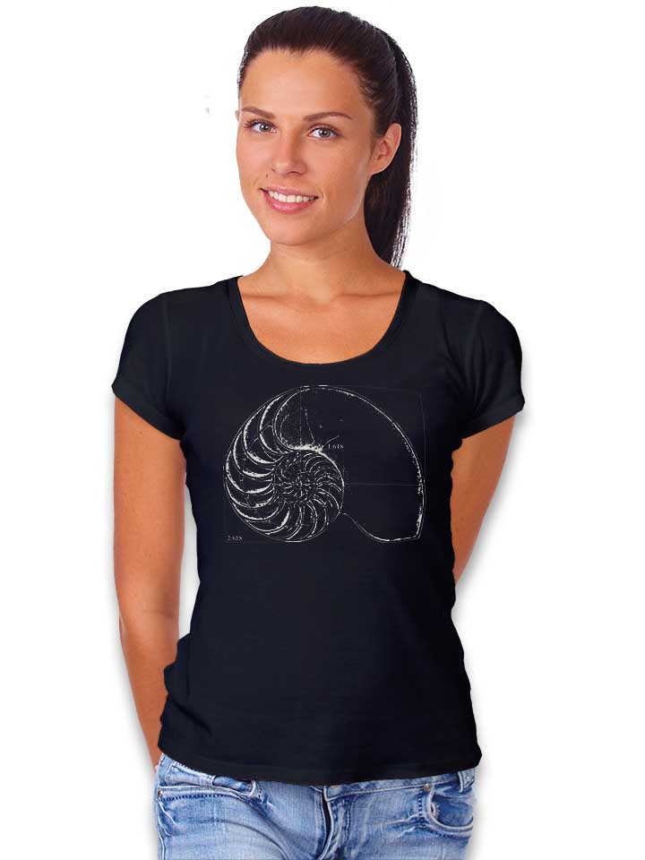 fibonacci-on-a-nautilus-shell-damen-t-shirt schwarz 2