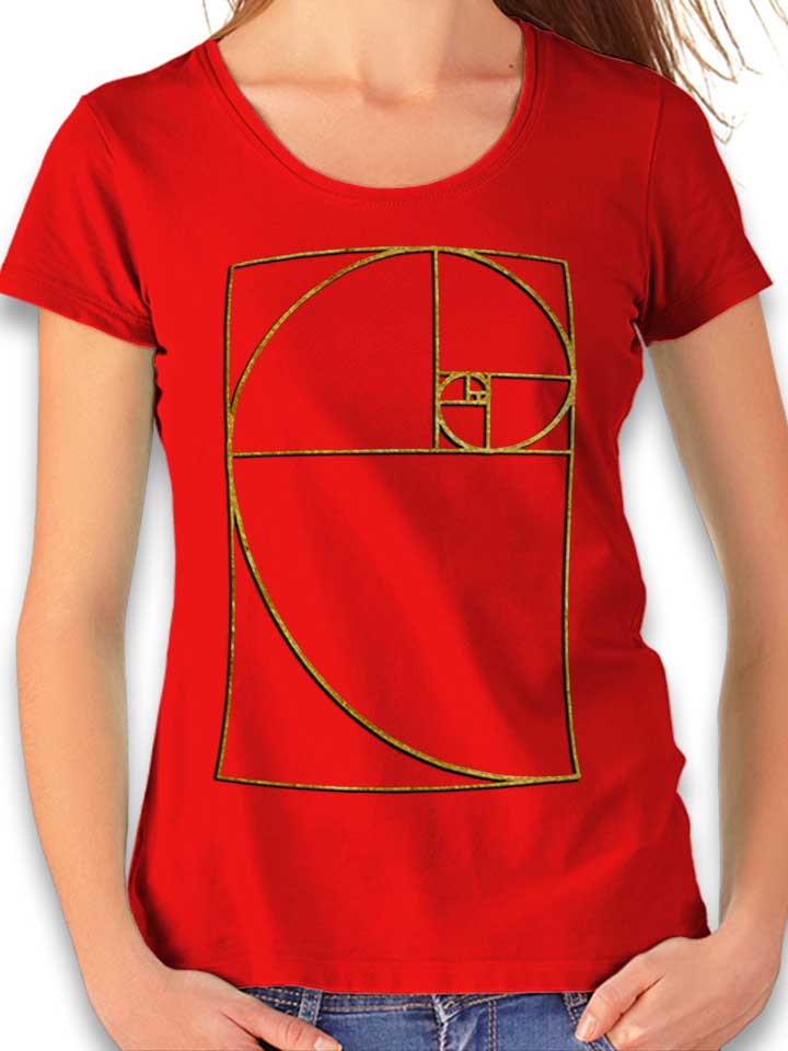 Fibonacci Spiral Damen T-Shirt rot L