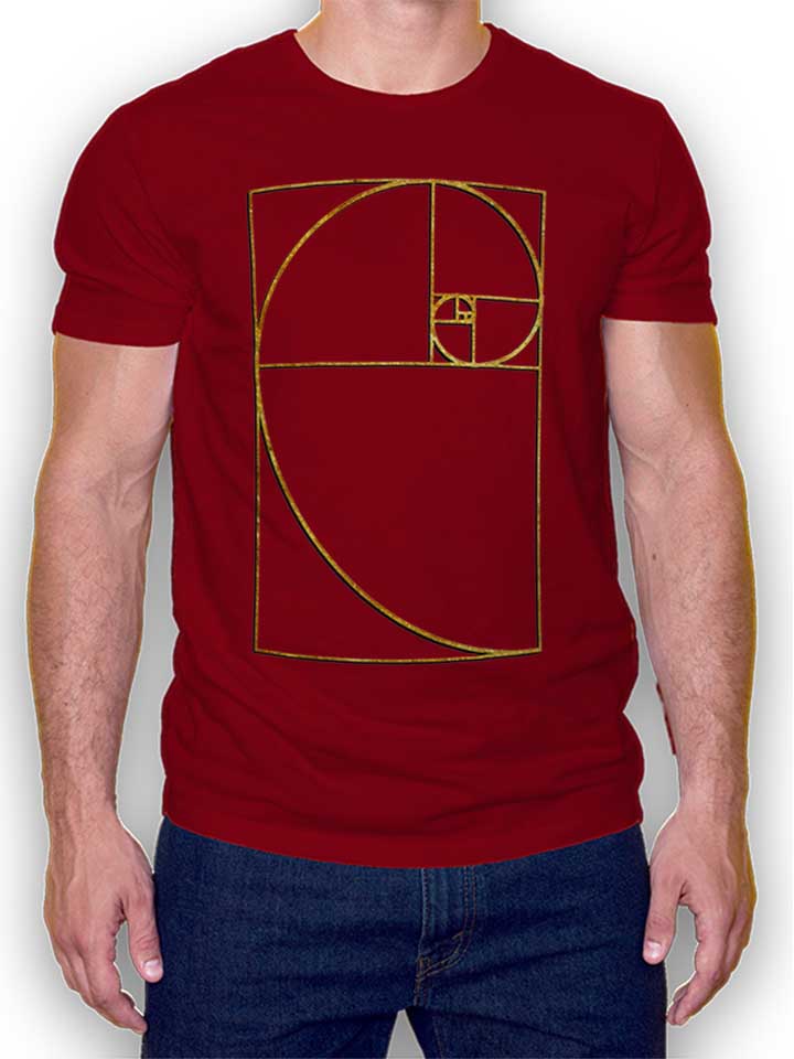 Fibonacci Spiral Camiseta burdeos L