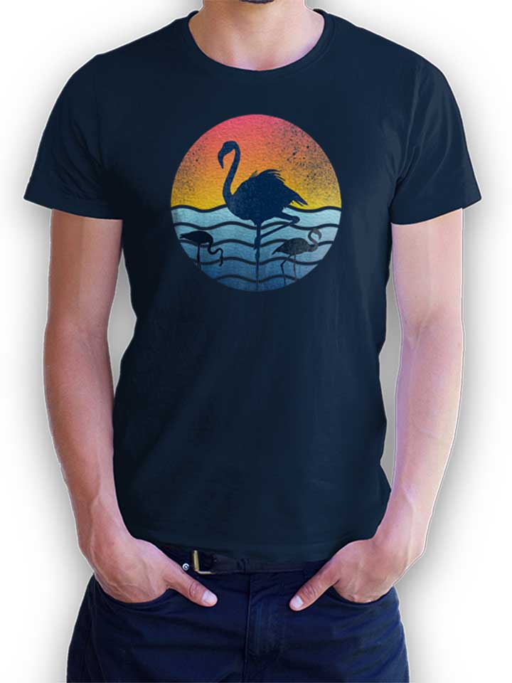 Flamingos Sunset Waves T-Shirt bleu-marine L