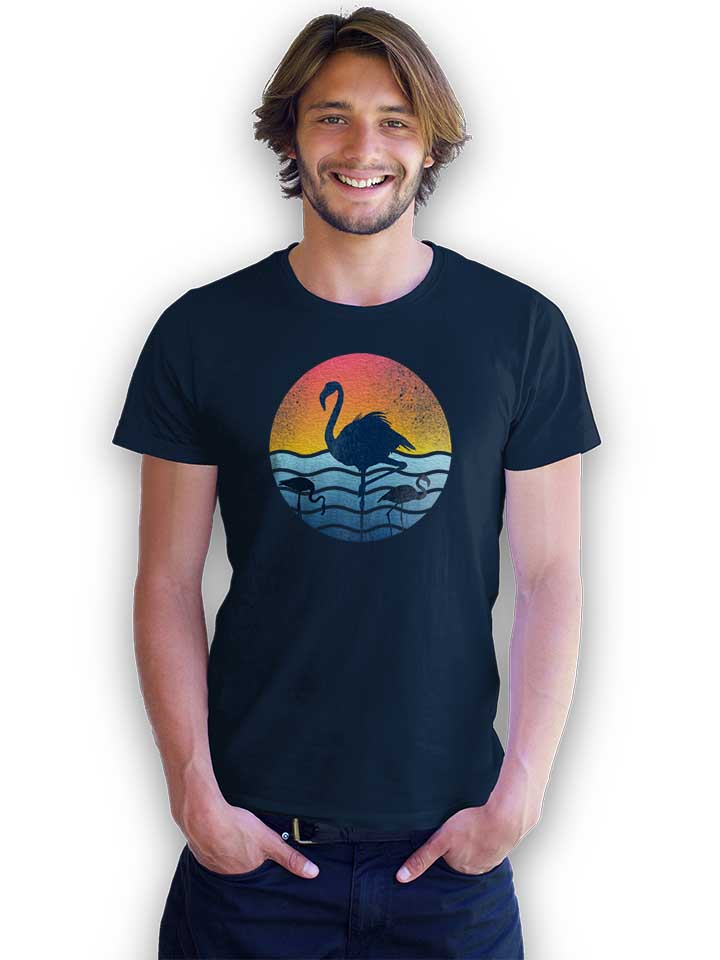 flamingos-sunset-waves-t-shirt dunkelblau 2
