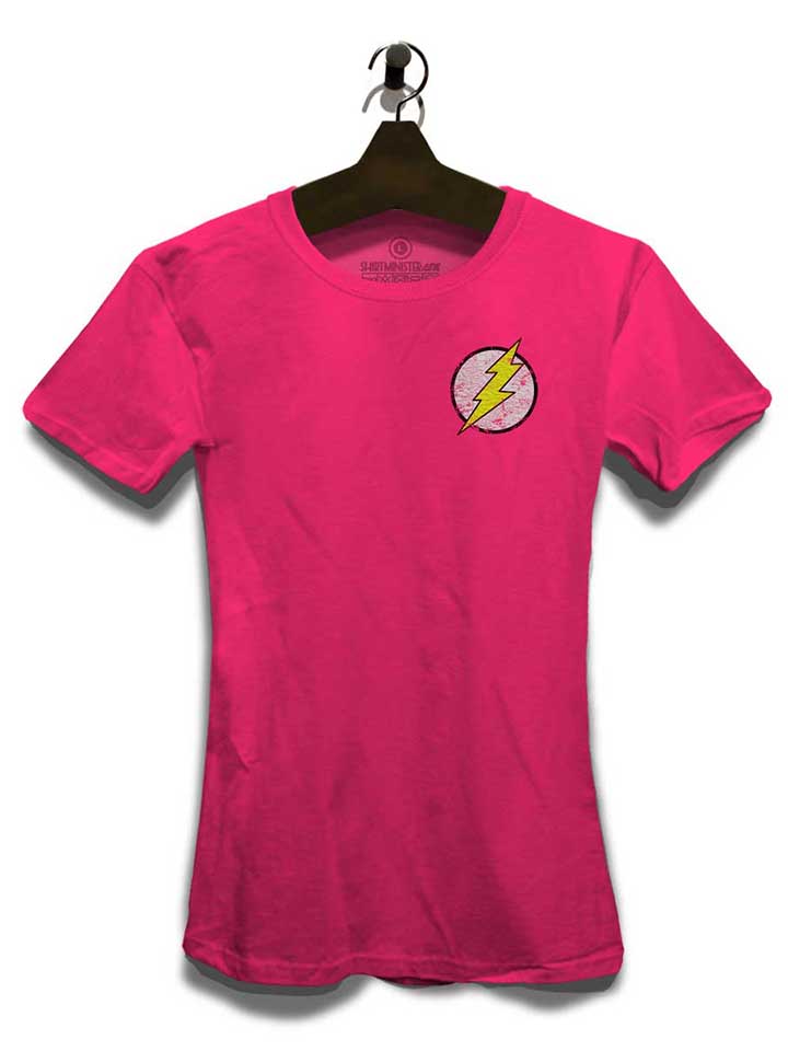 flash-logo-vintage-chest-print-damen-t-shirt fuchsia 3