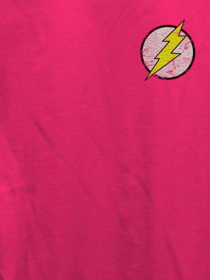 flash-logo-vintage-chest-print-damen-t-shirt fuchsia 4