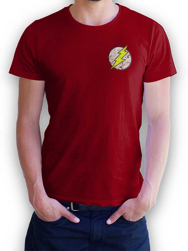 Flash Logo Vintage Chest Print T-Shirt maroon L